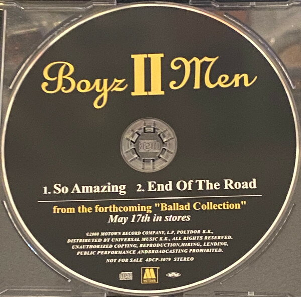・アーティスト Boyz II Men ・タイトル Ballad Collection Sampler ・レーベル・型番 Motown Record Company, L.P., Polydor K.K. 4DCP3079PROMO ・フォーマット CD ・コンディション(盤) 良い (VG+) ・コンディション(ジャケット) ・コンディション(帯) オビなし ・特記事項 【プロモ盤】 【Promotion Only】 サンプル画像です。実際の商品の画像ではありません 商品写真はバーコード/カタログ番号に対応したサンプル画像ですので、お送りする商品の画像ではありません。帯やライナーなどの付属品は、特記事項に記載されている場合のみ含まれます。プロモやカラーレコードなどの仕様についても、該当する場合のみ特記事項に記載しています。 【ご購入前に必ずご確認ください】 ・本店サイト(www.recordcity.jp)とは価格、送料が違います ・本店サイト、その他支店のオーダーとは同梱発送できません ・注文確定後に別の注文を頂いた場合、注文同士の同梱は致しかねます。 ・別倉庫から発送しているため、店頭受け渡しは対応しておりません ・一部商品は他の通販サイトでも販売しているため、ご注文のタイミングによっては商品のご用意ができない場合がございます。 ・土日祝日はお休みです 金曜・祝前日9時以降のご連絡またはご入金は、返答または発送が週明け・祝日明けに順次対応となります。 ・ご購入後のキャンセル不可 ご購入後のキャンセルはいかなる理由においてもお受けできません。ご了承の上、ご購入くださいませ。 ・日本郵便(ゆうパック/ゆうメール)によるお届けになります。 ・中古品であることをご理解ください 当ストアでは中古商品を主に販売しております。中古品であることをご理解の上ご購入ください。また、一部商品はRecordCityオンラインストアで試聴可能です。 ・返品について お客様のご都合による返品は一切承っておりません。 表記の内容と実際の商品に相違がある場合、また針飛び等で返品・返金をご希望される場合は、商品の到着後1週間以内にご連絡ください。商品の返送をこちらで確認後、キャンセル・返金を行います。 コンディションVG以下の商品は返品できません。プレイに影響のない表面のこすれ傷、プレス起因のノイズ盤は返品の対象外です。 【コンディション表記】 ・ほぼ新品(M-)(Like New) 完全な新品。未使用。当店ではほぼ使用しません ・非常に良い(EX)(Excellent) 中古盤として美品な状態。わずかな経年を感じるものの傷みを感じさせない、当店基準で最高の状態 ・良い(VG+)(Very Good Plus) 丁寧に扱われた中古品で、軽い使用感がみられる。 ・可(VG)(Acceptable) 使い込まれた中古品で、「良い」よりもさらに使用感がみられる。 ・悪い(VG-)(Bad) 状態が悪いアイテム。使用の保障はなく、再生不可、針飛び、目立つノイズがあるかもしれない。状態によるクレーム不可。返品不可。 ・非常に悪い(G)(Very Bad) 「悪い」よりさらに状態が悪いアイテム。使用の保障はなく、再生不可、針飛び、目立つノイズがあるかもしれない。状態によるクレーム不可。返品不可。 ・ジャンク(Fair)(Junk/Fair) 割れている、反っている、水ダメージがある、カビ、ジャケットが分離している、ひどい書き込み、ひどい擦れなど最低の状態。使用の保障はなく、再生不可、針飛び、目立つノイズがあるかもしれない。状態によるクレーム不可。返品不可。 ・ジャンク(Poor)(Junk/Poor) 割れている、反っている、水ダメージがある、カビ、ジャケットが分離している、ひどい書き込み、ひどい擦れなど最低の状態。使用の保障はなく、再生不可、針飛び、目立つノイズがあるかもしれない。状態によるクレーム不可。返品不可。