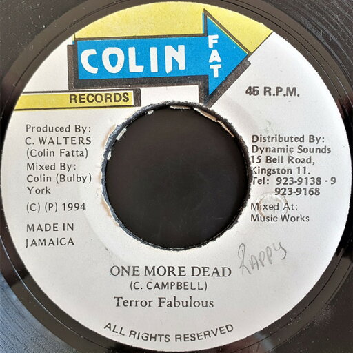 【中古】ジャマイカ7” Terror Fabulous One More Dead NONE Colin Fat Records /00080 【中古】ジャマイカ7” Terror Fabulous One More Dead NONE Colin Fat Records /00080