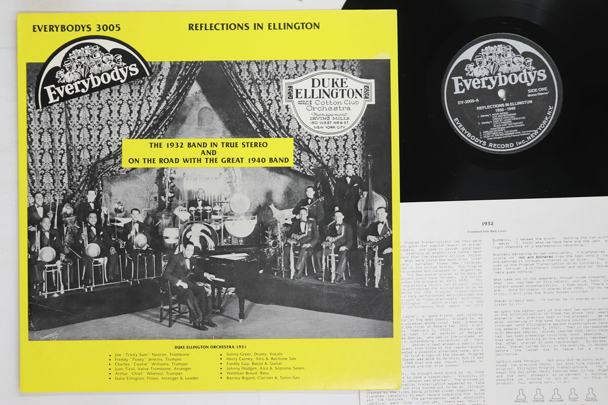 ・アーティスト Duke Ellington ・タイトル Reflections In Ellington ・レーベル・型番 Everybodys EV3005 ・フォーマット LPレコード ・コンディション(盤) 良い (VG+) ・コンディション(ジャケット) 良い (VG+) ・コンディション(帯) オビなし ・特記事項 【ライナー付き】 【盤に薄い跡】 実際に発送される商品の画像です 【ご購入前に必ずご確認ください】 ・本店サイト(www.recordcity.jp)とは価格、送料が違います ・本店サイト、その他支店のオーダーとは同梱発送できません ・注文確定後に別の注文を頂いた場合、注文同士の同梱は致しかねます。 ・別倉庫から発送しているため、店頭受け渡しは対応しておりません ・一部商品は他の通販サイトでも販売しているため、ご注文のタイミングによっては商品のご用意ができない場合がございます。 ・土日祝日はお休みです 金曜・祝前日9時以降のご連絡またはご入金は、返答または発送が週明け・祝日明けに順次対応となります。 ・ご購入後のキャンセル不可 ご購入後のキャンセルはいかなる理由においてもお受けできません。ご了承の上、ご購入くださいませ。 ・日本郵便(ゆうパック/ゆうメール)によるお届けになります。 ・中古品であることをご理解ください 当ストアでは中古商品を主に販売しております。中古品であることをご理解の上ご購入ください。また、一部商品はRecordCityオンラインストアで試聴可能です。 ・返品について お客様のご都合による返品は一切承っておりません。 表記の内容と実際の商品に相違がある場合、また針飛び等で返品・返金をご希望される場合は、商品の到着後1週間以内にご連絡ください。商品の返送をこちらで確認後、キャンセル・返金を行います。 コンディションVG以下の商品は返品できません。プレイに影響のない表面のこすれ傷、プレス起因のノイズ盤は返品の対象外です。 【コンディション表記】 ・ほぼ新品(M-)(Like New) 完全な新品。未使用。当店ではほぼ使用しません ・非常に良い(EX)(Excellent) 中古盤として美品な状態。わずかな経年を感じるものの傷みを感じさせない、当店基準で最高の状態 ・良い(VG+)(Very Good Plus) 丁寧に扱われた中古品で、軽い使用感がみられる。 ・可(VG)(Acceptable) 使い込まれた中古品で、「良い」よりもさらに使用感がみられる。 ・悪い(VG-)(Bad) 状態が悪いアイテム。使用の保障はなく、再生不可、針飛び、目立つノイズがあるかもしれない。状態によるクレーム不可。返品不可。 ・非常に悪い(G)(Very Bad) 「悪い」よりさらに状態が悪いアイテム。使用の保障はなく、再生不可、針飛び、目立つノイズがあるかもしれない。状態によるクレーム不可。返品不可。 ・ジャンク(Fair)(Junk/Fair) 割れている、反っている、水ダメージがある、カビ、ジャケットが分離している、ひどい書き込み、ひどい擦れなど最低の状態。使用の保障はなく、再生不可、針飛び、目立つノイズがあるかもしれない。状態によるクレーム不可。返品不可。 ・ジャンク(Poor)(Junk/Poor) 割れている、反っている、水ダメージがある、カビ、ジャケットが分離している、ひどい書き込み、ひどい擦れなど最低の状態。使用の保障はなく、再生不可、針飛び、目立つノイズがあるかもしれない。状態によるクレーム不可。返品不可。