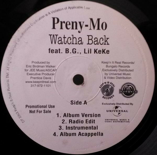 【中古】米12” Preny-Mo, B.G., Lil Keke Watcha Back 7011PRENYMO011 Bungalo Records /00250