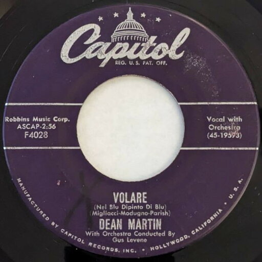 【中古】米7” Dean Martin Volare (Nel Blu Dipinto Di Blu) F4028 Capitol Records /00080 【中古】米7” Dean Martin Volare (Nel Blu Dipinto Di Blu) F4028 Capitol Records /00080