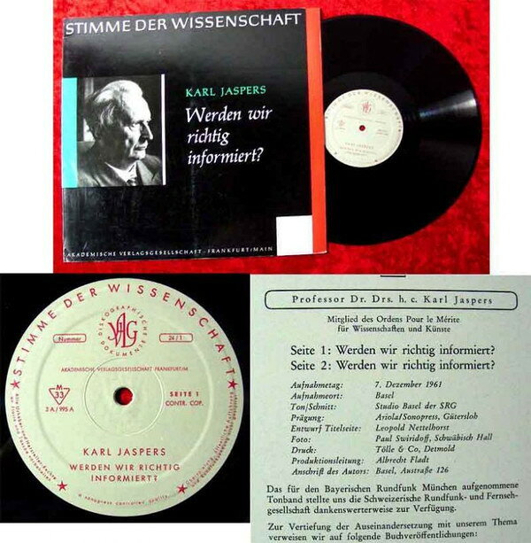 LP Karl Jaspers Stimme der Wissenschaft 3A995 AKADEMISCHE VERLAGSG /00400