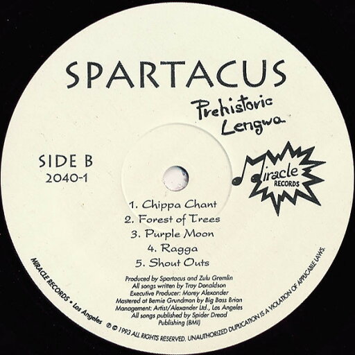 【新品】米12” Spartacus Prehistoric Lengwa 20401 Miracle Records /00250 【新品】米12” Spartacus Prehistoric Lengwa 20401 Miracle Records /00250