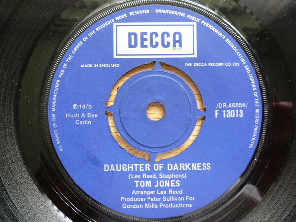 【中古】7” Tom Jones Daughter Of Darkness F13013 Decca /00080
