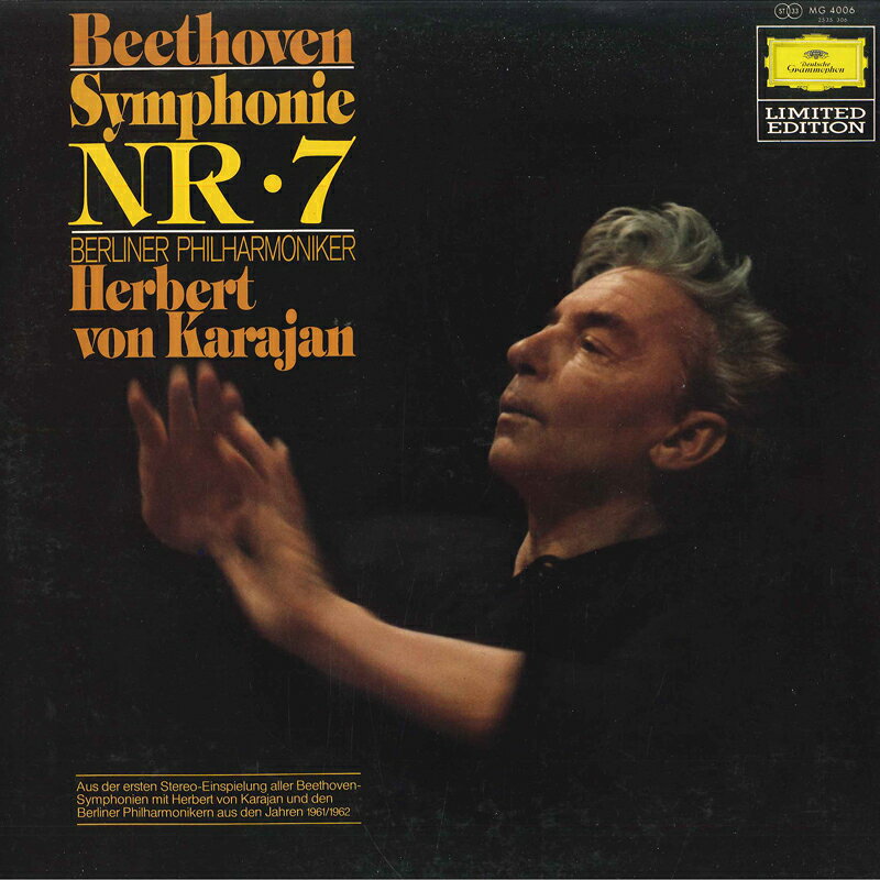 【中古】LP ヘルベルト・フォン・カラヤン, ベートーヴェン 交響曲第7番 MG4006 DEUTSCHE GRAMMOPHON /00260 recordcity-10751693 RECORD CITY 楽天市場店 パッケージ画像