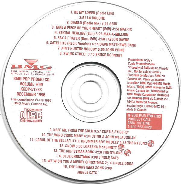 CD Various Bmg Pop Promo Compilation #90 KCDP51333PROMO BMG MUSIC CANADA INC プロモ /00110