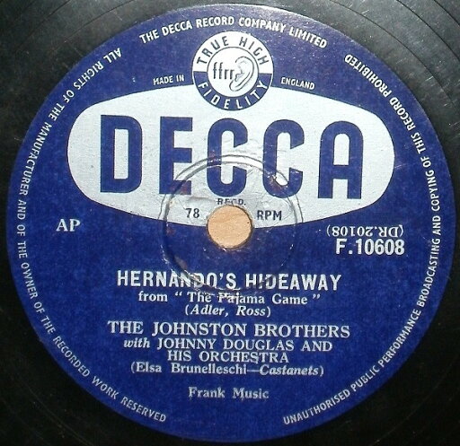【中古】英78RPM/SP Johnston Brothers, Johnny Doug Hernandos Hideaway / Hey There F10608 Decca /00500 【中古】英78RPM/SP Johnston Brothers, Johnny Doug Hernandos Hideaway / Hey There F10608 Decca /00500