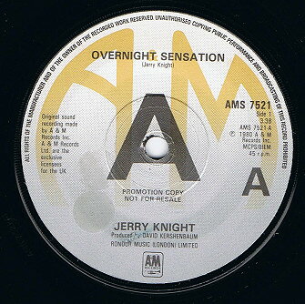 【中古】7” Jerry Knight Overnight Sensation AMS7521PROMO A&amp;M Records プロモ /00080