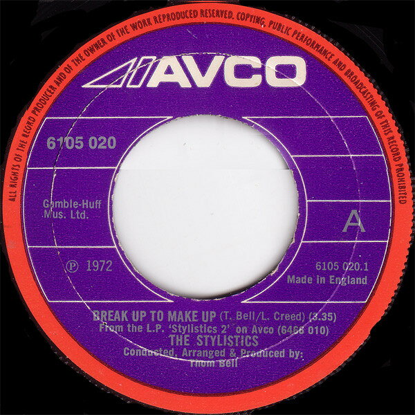 英7” Stylistics Break Up To Make Up 6105020 Avco /00080
