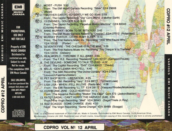 CD Various Cdpro Vol #12 (April 1994) CDPROVOL12 EMI Music Canada プロモ /00110