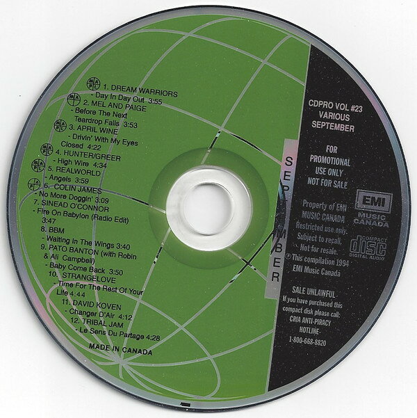 CD Various Cdpro Vol #23 (September 1994) CDPROVOL23 EMI Music Canada プロモ /00110