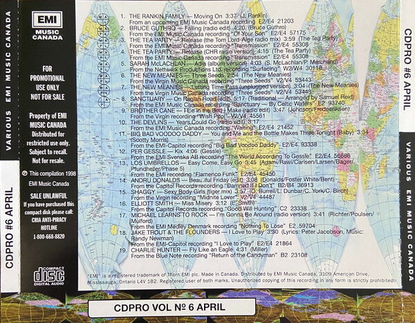 【中古】CD Various Cdpro Vol #6 (April 1998) CDPROVOL6 EMI Music Canada プロ...