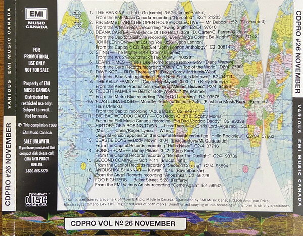 CD Various Cdpro Vol #26 (November 1998) CDPROVOL26 EMI Music Canada プロモ /00110