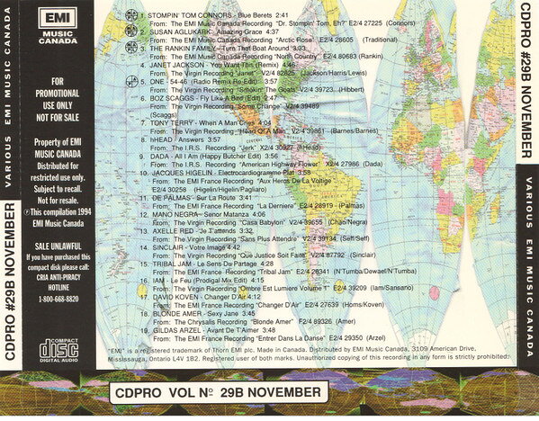 CD Various Cdpro Vol. #29b (November 1994) CDPROVOL29B EMI Music Canada プロモ /00110