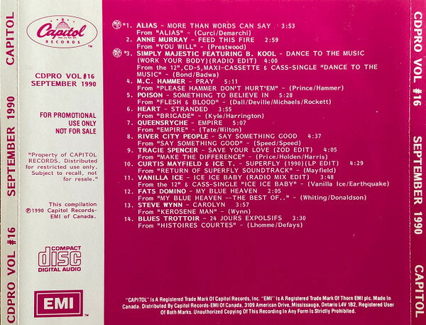 【中古】CD Various Cdpro Vol #16 (September 1990) CDPROVOL16 Capitol プロモ /...