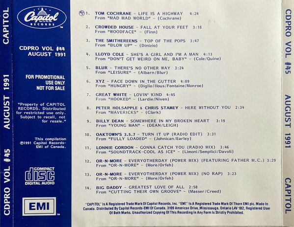 CD Various Cdpro Vol. #45 (August 1991) CDPROVOL45 Capitol プロモ /00110