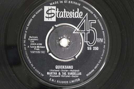 【中古】英7” Martha & The Vandellas Quicksand / Darling, I Hum Our Song SS250 STATESIDE /00080 【中古】英7” Martha & The Vandellas Quicksand / Darling, I Hum Our Song SS250 STATESIDE /00080