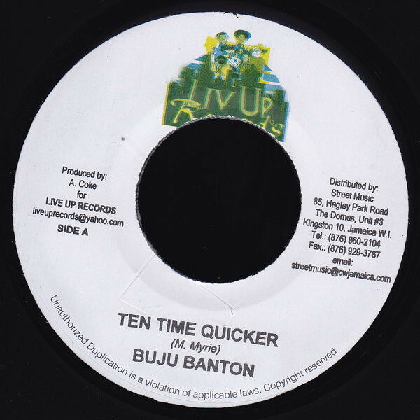 7” Buju Banton Ten Time Quicker NONE Liv Up Records /00080
