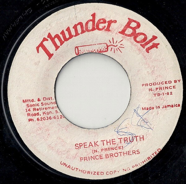 【中古】ジャマイカ7” Prince Brothers Speak The Truth TB182 Thunder Bolt /00080