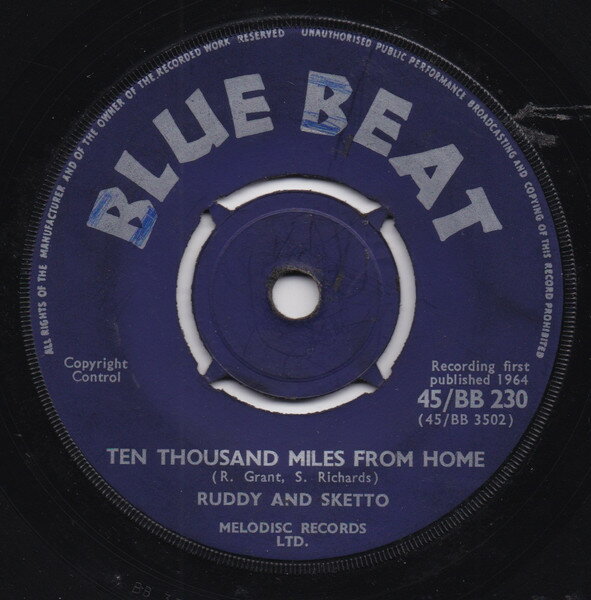 【中古】7” Ruddy &amp; Sketto Ten Thousand Miles From Home / I Need Someone 45BB230 Blue Beat /00080
