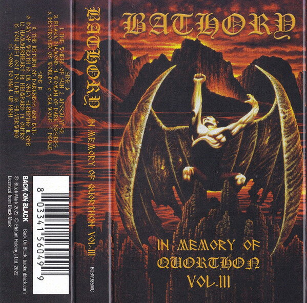 ・アーティスト Bathory ・タイトル In Memory Of Quorthon Vol 3 ・レーベル・型番 BACK ON BLACK BOBV985MC ・フォーマット カセットテープ ・コンディション(盤) 新品 (M) ・コンディション(ジャケット) 新品 (M) ・コンディション(帯) オビなし ・特記事項 【未開封】 サンプル画像です。実際の商品の画像ではありません 商品写真はバーコード/カタログ番号に対応したサンプル画像ですので、お送りする商品の画像ではありません。帯やライナーなどの付属品は、特記事項に記載されている場合のみ含まれます。プロモやカラーレコードなどの仕様についても、該当する場合のみ特記事項に記載しています。 【ご購入前に必ずご確認ください】 ・本店サイト(www.recordcity.jp)とは価格、送料が違います ・本店サイト、その他支店のオーダーとは同梱発送できません ・注文確定後に別の注文を頂いた場合、注文同士の同梱は致しかねます。 ・別倉庫から発送しているため、店頭受け渡しは対応しておりません ・一部商品は他の通販サイトでも販売しているため、ご注文のタイミングによっては商品のご用意ができない場合がございます。 ・土日祝日はお休みです 金曜・祝前日9時以降のご連絡またはご入金は、返答または発送が週明け・祝日明けに順次対応となります。 ・ご購入後のキャンセル不可 ご購入後のキャンセルはいかなる理由においてもお受けできません。ご了承の上、ご購入くださいませ。 ・日本郵便(ゆうパック/ゆうメール)によるお届けになります。 ・中古品であることをご理解ください 当ストアでは中古商品を主に販売しております。中古品であることをご理解の上ご購入ください。また、一部商品はRecordCityオンラインストアで試聴可能です。 ・返品について お客様のご都合による返品は一切承っておりません。 表記の内容と実際の商品に相違がある場合、また針飛び等で返品・返金をご希望される場合は、商品の到着後1週間以内にご連絡ください。商品の返送をこちらで確認後、キャンセル・返金を行います。 コンディションVG以下の商品は返品できません。プレイに影響のない表面のこすれ傷、プレス起因のノイズ盤は返品の対象外です。 【コンディション表記】 ・ほぼ新品(M-)(Like New) 完全な新品。未使用。当店ではほぼ使用しません ・非常に良い(EX)(Excellent) 中古盤として美品な状態。わずかな経年を感じるものの傷みを感じさせない、当店基準で最高の状態 ・良い(VG+)(Very Good Plus) 丁寧に扱われた中古品で、軽い使用感がみられる。 ・可(VG)(Acceptable) 使い込まれた中古品で、「良い」よりもさらに使用感がみられる。 ・悪い(VG-)(Bad) 状態が悪いアイテム。使用の保障はなく、再生不可、針飛び、目立つノイズがあるかもしれない。状態によるクレーム不可。返品不可。 ・非常に悪い(G)(Very Bad) 「悪い」よりさらに状態が悪いアイテム。使用の保障はなく、再生不可、針飛び、目立つノイズがあるかもしれない。状態によるクレーム不可。返品不可。 ・ジャンク(Fair)(Junk/Fair) 割れている、反っている、水ダメージがある、カビ、ジャケットが分離している、ひどい書き込み、ひどい擦れなど最低の状態。使用の保障はなく、再生不可、針飛び、目立つノイズがあるかもしれない。状態によるクレーム不可。返品不可。 ・ジャンク(Poor)(Junk/Poor) 割れている、反っている、水ダメージがある、カビ、ジャケットが分離している、ひどい書き込み、ひどい擦れなど最低の状態。使用の保障はなく、再生不可、針飛び、目立つノイズがあるかもしれない。状態によるクレーム不可。返品不可。