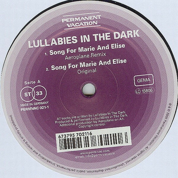【中古】独12” Lullabies In The Dark Song For Marie And Elise PERMVAC0211 Permanent Vacation /00250