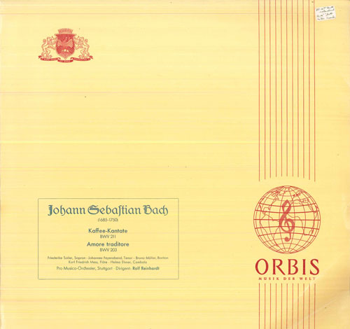 【中古】独LP ロルフ・ラインハルト, シュトゥ J S バッハ コーヒー・カンタータ, Bwv211 / 世俗カン CX10310 ORBIS /00260