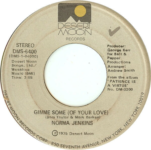 【中古】7” Norma Jenkins Gimme Some (Of Your Love) DMS6400 Desert Moon Records /00080
