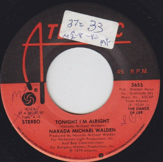 7” Narada Michael Walden Tonight Im Alright 3655 Atlantic /00080