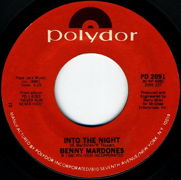 【中古】米7” Benny Mardones Into The Night PD2091 Polydor /00080
