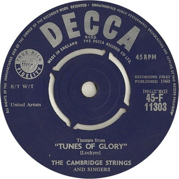 【中古】英7” The Cambridge Strings And Sing Themes From ”Tunes Of Glory” 45F11303 Decca /00080