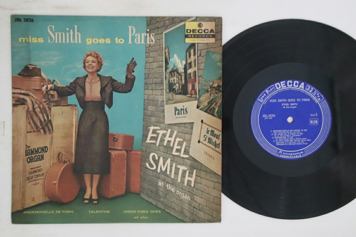 ・アーティスト Ethel Smith ・タイトル Miss Smith Goes To Paris ・レーベル・型番 DECCA JDL2026 ・フォーマット 10インチレコード ・コンディション(盤) 可 (VG) ・コンディション(ジャケット) 良い (VG+) ・コンディション(帯) オビなし ・特記事項 【盤曇り】 実際に発送される商品の画像です 【ご購入前に必ずご確認ください】 ・本店サイト(www.recordcity.jp)とは価格、送料が違います ・本店サイト、その他支店のオーダーとは同梱発送できません ・注文確定後に別の注文を頂いた場合、注文同士の同梱は致しかねます。 ・別倉庫から発送しているため、店頭受け渡しは対応しておりません ・一部商品は他の通販サイトでも販売しているため、ご注文のタイミングによっては商品のご用意ができない場合がございます。 ・土日祝日はお休みです 金曜・祝前日9時以降のご連絡またはご入金は、返答または発送が週明け・祝日明けに順次対応となります。 ・ご購入後のキャンセル不可 ご購入後のキャンセルはいかなる理由においてもお受けできません。ご了承の上、ご購入くださいませ。 ・日本郵便(ゆうパック/ゆうメール)によるお届けになります。 ・中古品であることをご理解ください 当ストアでは中古商品を主に販売しております。中古品であることをご理解の上ご購入ください。また、一部商品はRecordCityオンラインストアで試聴可能です。 ・返品について お客様のご都合による返品は一切承っておりません。 表記の内容と実際の商品に相違がある場合、また針飛び等で返品・返金をご希望される場合は、商品の到着後1週間以内にご連絡ください。商品の返送をこちらで確認後、キャンセル・返金を行います。 コンディションVG以下の商品は返品できません。プレイに影響のない表面のこすれ傷、プレス起因のノイズ盤は返品の対象外です。 【コンディション表記】 ・ほぼ新品(M-)(Like New) 完全な新品。未使用。当店ではほぼ使用しません ・非常に良い(EX)(Excellent) 中古盤として美品な状態。わずかな経年を感じるものの傷みを感じさせない、当店基準で最高の状態 ・良い(VG+)(Very Good Plus) 丁寧に扱われた中古品で、軽い使用感がみられる。 ・可(VG)(Acceptable) 使い込まれた中古品で、「良い」よりもさらに使用感がみられる。 ・悪い(VG-)(Bad) 状態が悪いアイテム。使用の保障はなく、再生不可、針飛び、目立つノイズがあるかもしれない。状態によるクレーム不可。返品不可。 ・非常に悪い(G)(Very Bad) 「悪い」よりさらに状態が悪いアイテム。使用の保障はなく、再生不可、針飛び、目立つノイズがあるかもしれない。状態によるクレーム不可。返品不可。 ・ジャンク(Fair)(Junk/Fair) 割れている、反っている、水ダメージがある、カビ、ジャケットが分離している、ひどい書き込み、ひどい擦れなど最低の状態。使用の保障はなく、再生不可、針飛び、目立つノイズがあるかもしれない。状態によるクレーム不可。返品不可。 ・ジャンク(Poor)(Junk/Poor) 割れている、反っている、水ダメージがある、カビ、ジャケットが分離している、ひどい書き込み、ひどい擦れなど最低の状態。使用の保障はなく、再生不可、針飛び、目立つノイズがあるかもしれない。状態によるクレーム不可。返品不可。