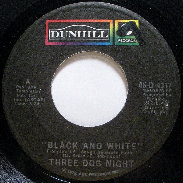 ・アーティスト Three Dog Night ・タイトル Black And White ・レーベル・型番 ABC/DUNHILL RECORDS 45D4317 ・フォーマット 7インチレコード ・コンディション(盤) 良い (VG+) ・コンディション(ジャケット) プレインカバー（元ジャケット／カバー無し） ・コンディション(帯) オビなし ・特記事項 サンプル画像です。実際の商品の画像ではありません 商品写真はバーコード/カタログ番号に対応したサンプル画像ですので、お送りする商品の画像ではありません。帯やライナーなどの付属品は、特記事項に記載されている場合のみ含まれます。プロモやカラーレコードなどの仕様についても、該当する場合のみ特記事項に記載しています。 【ご購入前に必ずご確認ください】 ・本店サイト(www.recordcity.jp)とは価格、送料が違います ・本店サイト、その他支店のオーダーとは同梱発送できません ・注文確定後に別の注文を頂いた場合、注文同士の同梱は致しかねます。 ・別倉庫から発送しているため、店頭受け渡しは対応しておりません ・一部商品は他の通販サイトでも販売しているため、ご注文のタイミングによっては商品のご用意ができない場合がございます。 ・土日祝日はお休みです 金曜・祝前日9時以降のご連絡またはご入金は、返答または発送が週明け・祝日明けに順次対応となります。 ・ご購入後のキャンセル不可 ご購入後のキャンセルはいかなる理由においてもお受けできません。ご了承の上、ご購入くださいませ。 ・日本郵便(ゆうパック/ゆうメール)によるお届けになります。 ・中古品であることをご理解ください 当ストアでは中古商品を主に販売しております。中古品であることをご理解の上ご購入ください。また、一部商品はRecordCityオンラインストアで試聴可能です。 ・返品について お客様のご都合による返品は一切承っておりません。 表記の内容と実際の商品に相違がある場合、また針飛び等で返品・返金をご希望される場合は、商品の到着後1週間以内にご連絡ください。商品の返送をこちらで確認後、キャンセル・返金を行います。 コンディションVG以下の商品は返品できません。プレイに影響のない表面のこすれ傷、プレス起因のノイズ盤は返品の対象外です。 【コンディション表記】 ・ほぼ新品(M-)(Like New) 完全な新品。未使用。当店ではほぼ使用しません ・非常に良い(EX)(Excellent) 中古盤として美品な状態。わずかな経年を感じるものの傷みを感じさせない、当店基準で最高の状態 ・良い(VG+)(Very Good Plus) 丁寧に扱われた中古品で、軽い使用感がみられる。 ・可(VG)(Acceptable) 使い込まれた中古品で、「良い」よりもさらに使用感がみられる。 ・悪い(VG-)(Bad) 状態が悪いアイテム。使用の保障はなく、再生不可、針飛び、目立つノイズがあるかもしれない。状態によるクレーム不可。返品不可。 ・非常に悪い(G)(Very Bad) 「悪い」よりさらに状態が悪いアイテム。使用の保障はなく、再生不可、針飛び、目立つノイズがあるかもしれない。状態によるクレーム不可。返品不可。 ・ジャンク(Fair)(Junk/Fair) 割れている、反っている、水ダメージがある、カビ、ジャケットが分離している、ひどい書き込み、ひどい擦れなど最低の状態。使用の保障はなく、再生不可、針飛び、目立つノイズがあるかもしれない。状態によるクレーム不可。返品不可。 ・ジャンク(Poor)(Junk/Poor) 割れている、反っている、水ダメージがある、カビ、ジャケットが分離している、ひどい書き込み、ひどい擦れなど最低の状態。使用の保障はなく、再生不可、針飛び、目立つノイズがあるかもしれない。状態によるクレーム不可。返品不可。