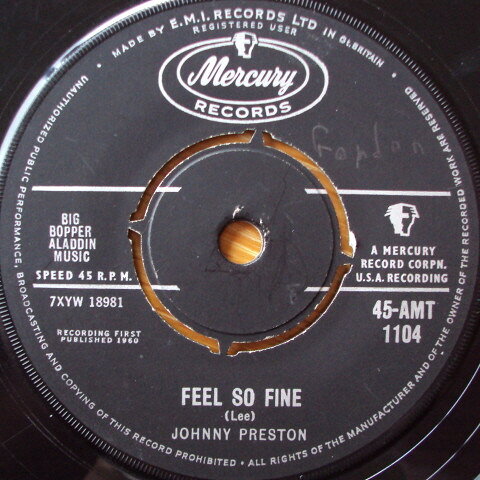 Artist Name: J - 【中古】英7” Johnny Preston Feel So Fine 45AMT1104 Mercury /00080