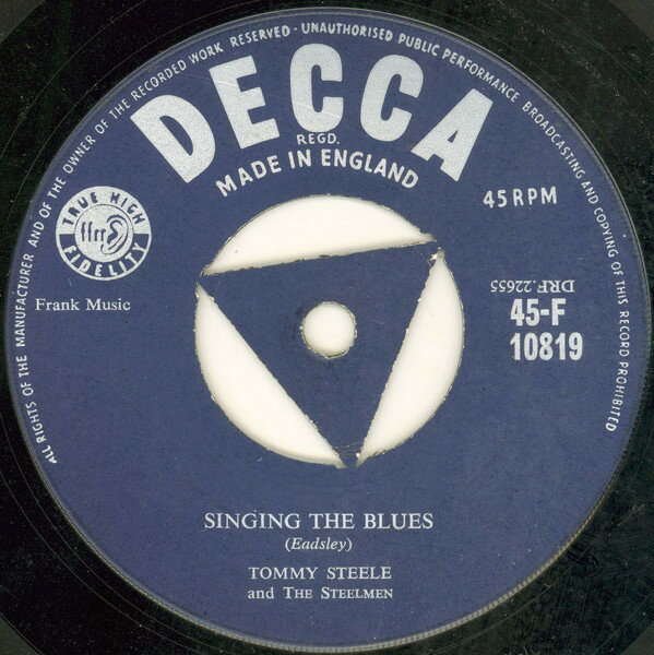 【中古】英7” Tommy Steele & The Steelmen Singing The Blues 45F10819 Decca /00080