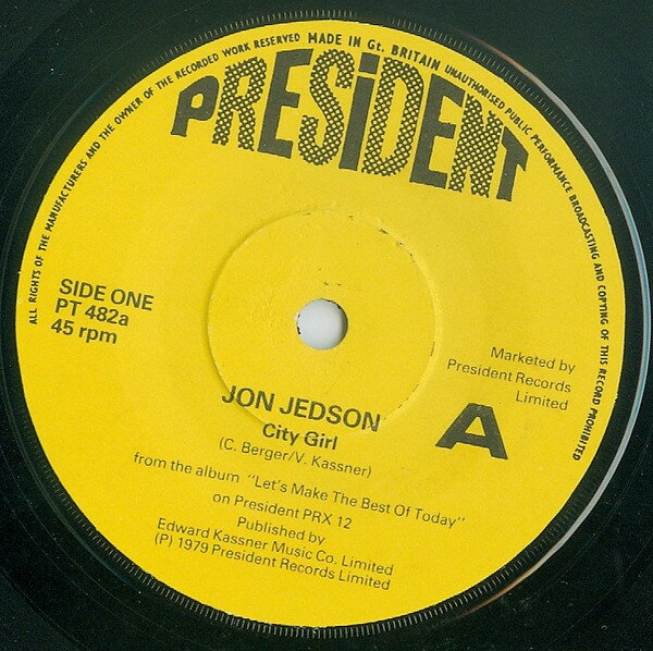 【中古】英7” Jon Jedson Harmony PT482 President Records /00080