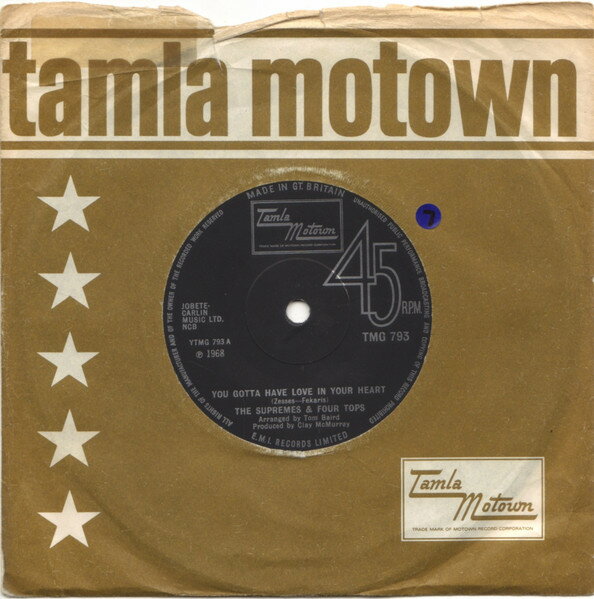 【中古】英7” Supremes & Four Tops You Gotta Have Love In Your Heart / Im Glad About I TMG793 Tamla Motown /00080