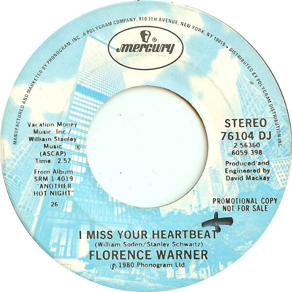 【中古】米7” Florence Warner I Miss Your Heartbeat 76104DJPROMO Mercury /00080