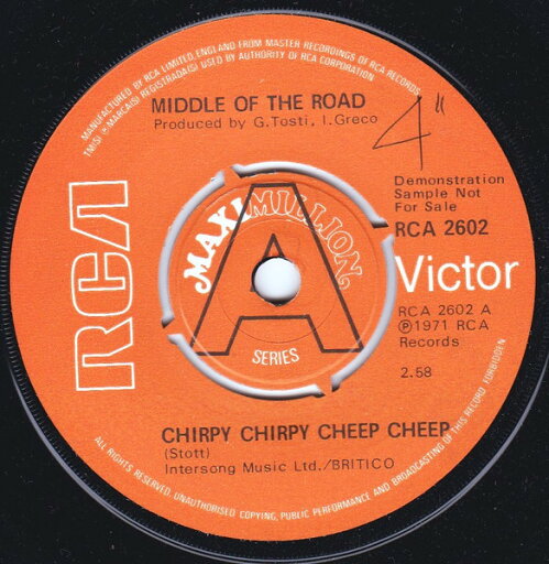 【中古】英7” Middle Of The Road Chirpy Chirpy Cheep Cheep RCA2602PROMO RCA Victor プロモ /00080 【中古】英7” Middle Of The Road Chirpy Chirpy Cheep Cheep RCA2602PROMO RCA Victor プロモ /00080