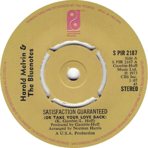 【中古】英7” Harold Melvin & The Blue Notes Satisfaction Guaranteed (Or Take Your Love Back) SPIR2187 Philadelphia Interna /00080 【中古】英7” Harold Melvin & The Blue Notes Satisfaction Guaranteed (Or Take Your Love Back) SPIR2187 Philadelphia Interna /00080