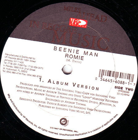 【中古】米12” Beenie Man Romie / In The Ghetto VPRD6088 VP Records /00250 【中古】米12” Beenie Man Romie / In The Ghetto VPRD6088 VP Records /00250