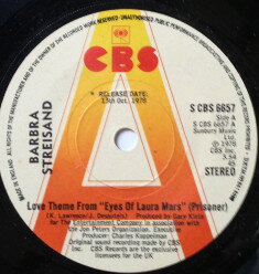 【中古】英7” Barbra Streisand Love Theme From ”Eyes Of Laura Mars” (Prisoner) SCBS6657PROMO CBS /00080