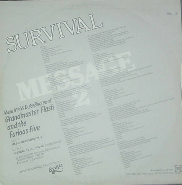 【中古】英12” Melle Mel & Duke Bootee Message 2 (Survival) SHL119 Sugar Hill Records /00250