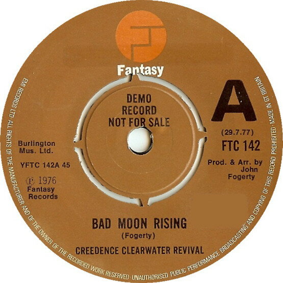 【中古】英7” Creedence Clearwater Revival Bad Moon Rising / Proud Mary / Green River FTC142PROMO Fantasy /00080