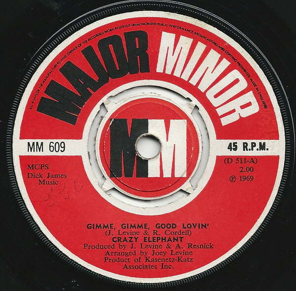【中古】英7” Crazy Elephant Gimme Gimme Good Lovin / Dark Part Of My Mind MM609 Major Minor /00080