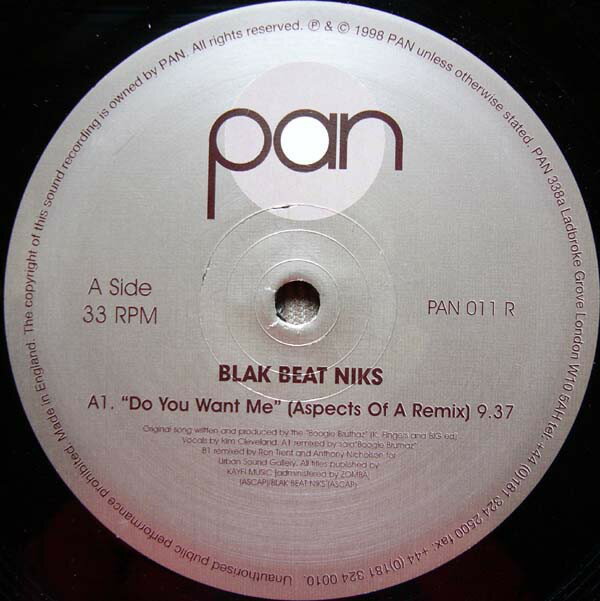【中古】英12” Blak Beat Niks Do You Want Me (The Remixes) PAN011R PAN /00250