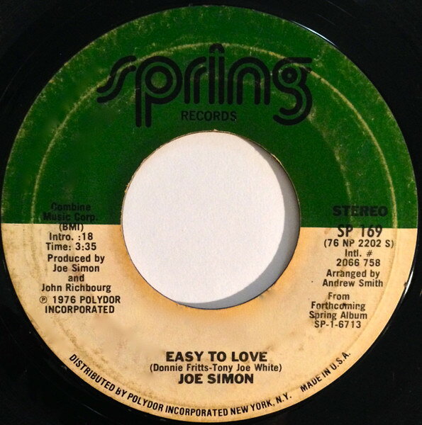 Artist Name: Q - 【中古】米7” Joe Simon Easy To Love SP169,2066758 SPRING /00080