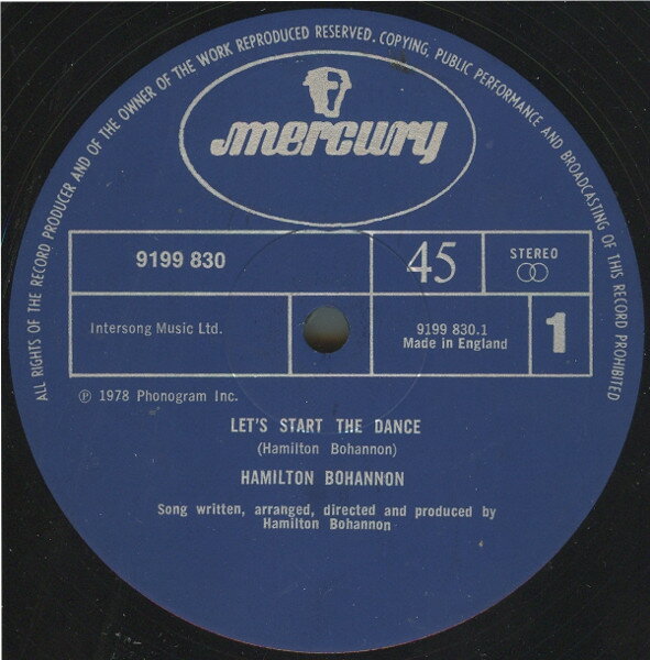 【中古】英12” Hamilton Bohannon Lets Start The Dance 9199830 Mercury /00250