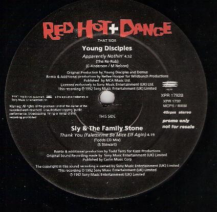 英12” Young Disciples / Sly &amp; The Fa Red Hot + Dance XPR1792 Epic /00250