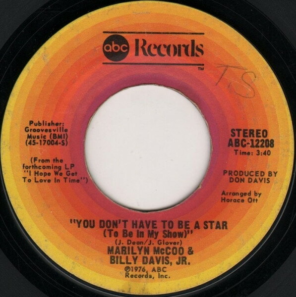 쥳ɥƥ ŷԾŹ㤨֡š7 Marilyn Mccoo & Billy Davis Jr You Dont Have To Be A Star (To Be In My Show / Wev ABC12208 ABC /00080פβǤʤ701ߤˤʤޤ